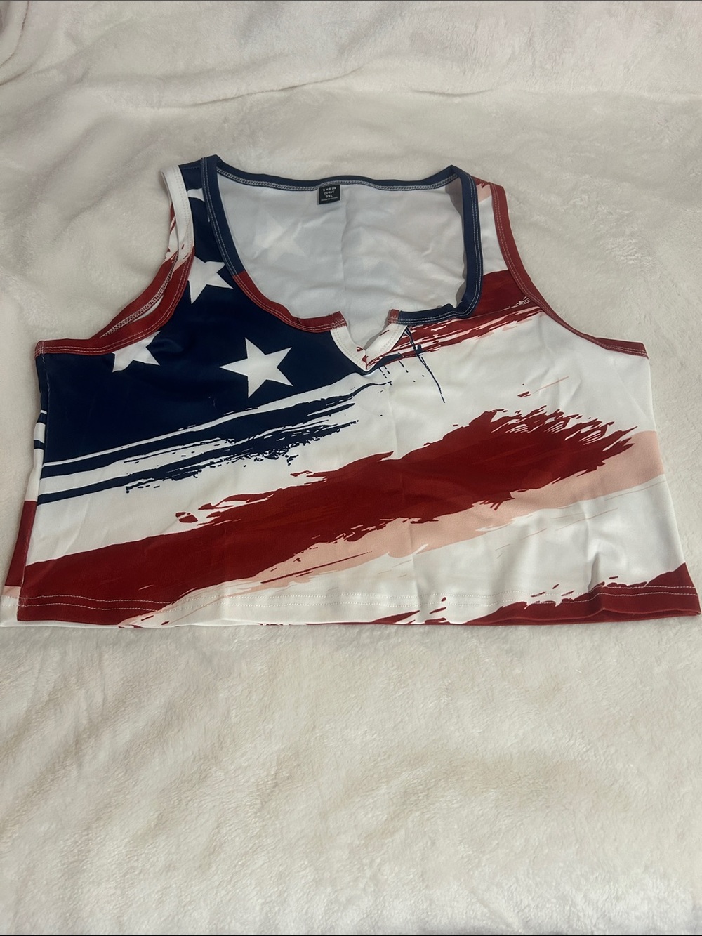 SHEIN Red White Blue Star Stripe Crop Tank